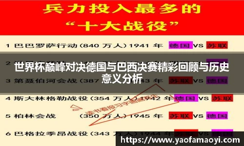世界杯巅峰对决德国与巴西决赛精彩回顾与历史意义分析